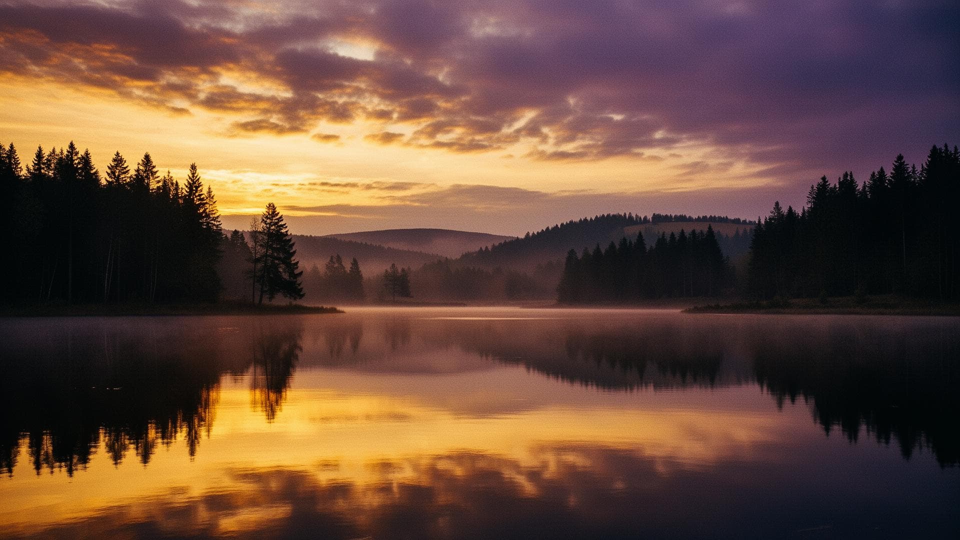 Krajina — západ slunce